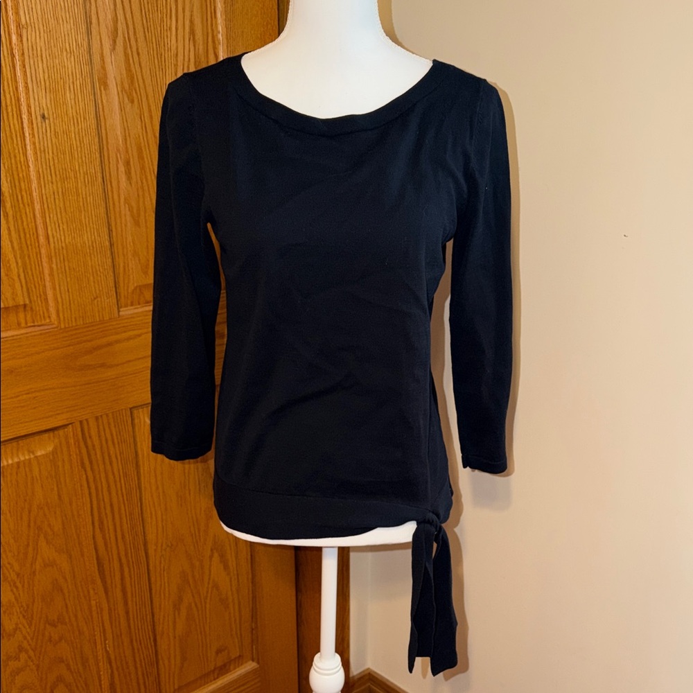 Talbots Black Tie-Side Blouse